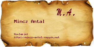 Mincz Antal névjegykártya